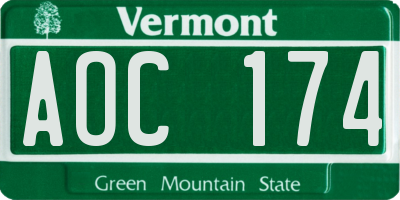 VT license plate AOC174