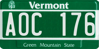 VT license plate AOC176