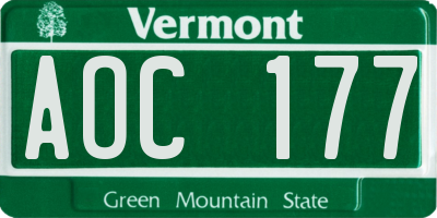 VT license plate AOC177