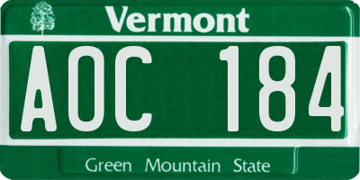 VT license plate AOC184