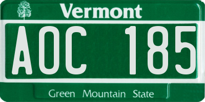 VT license plate AOC185
