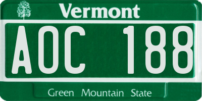 VT license plate AOC188