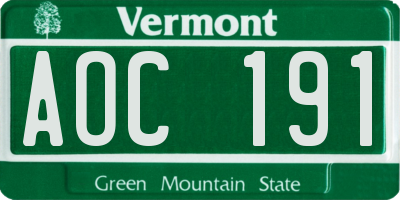 VT license plate AOC191