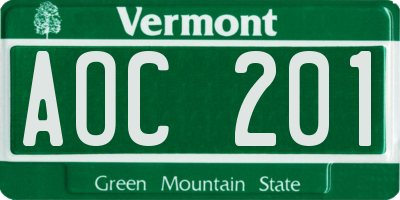 VT license plate AOC201