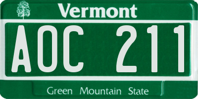 VT license plate AOC211