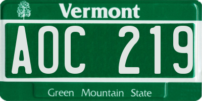 VT license plate AOC219