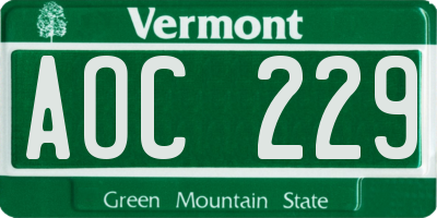 VT license plate AOC229