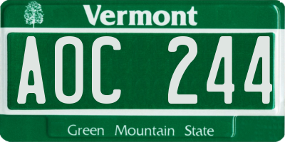 VT license plate AOC244