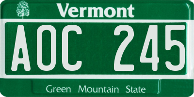 VT license plate AOC245