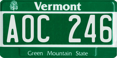 VT license plate AOC246