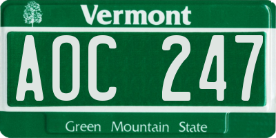 VT license plate AOC247