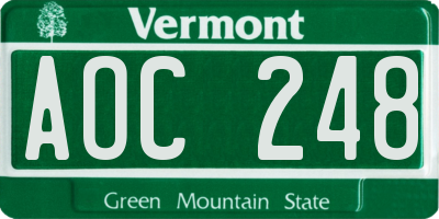 VT license plate AOC248