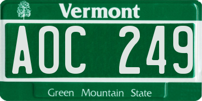 VT license plate AOC249