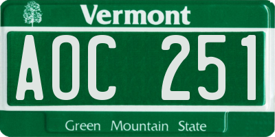 VT license plate AOC251