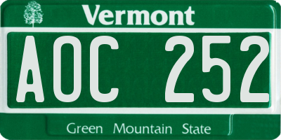 VT license plate AOC252