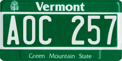 VT license plate AOC257