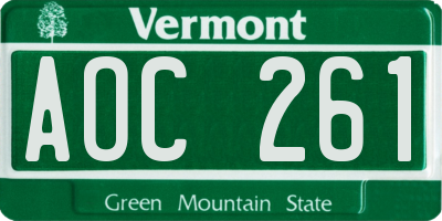 VT license plate AOC261
