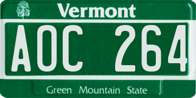 VT license plate AOC264