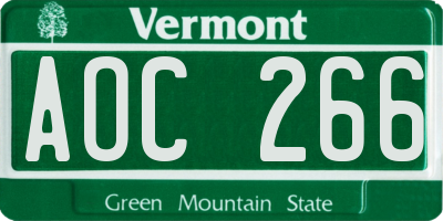 VT license plate AOC266
