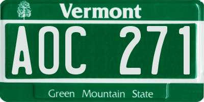 VT license plate AOC271