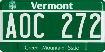 VT license plate AOC272