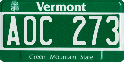 VT license plate AOC273