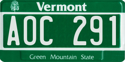 VT license plate AOC291