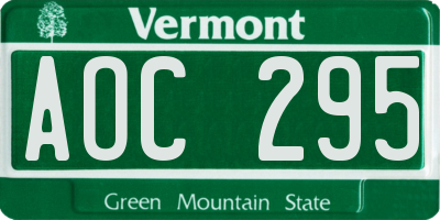 VT license plate AOC295
