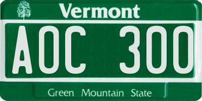 VT license plate AOC300