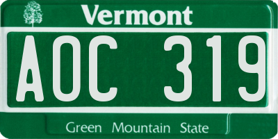 VT license plate AOC319