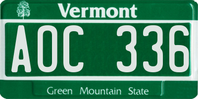 VT license plate AOC336