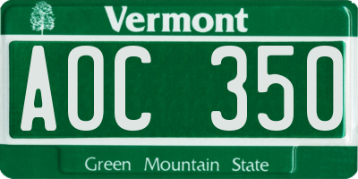 VT license plate AOC350