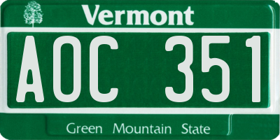 VT license plate AOC351