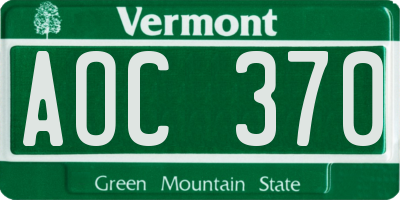 VT license plate AOC370