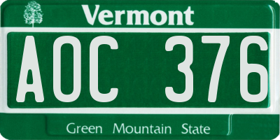 VT license plate AOC376