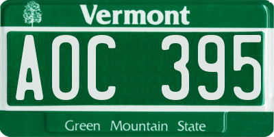 VT license plate AOC395
