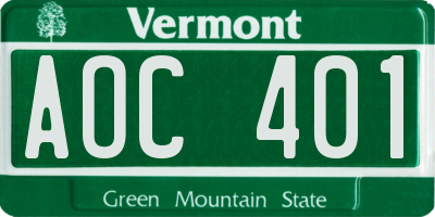 VT license plate AOC401