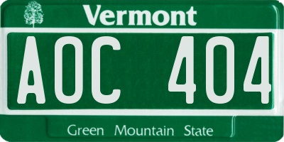 VT license plate AOC404