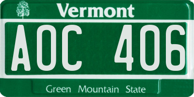VT license plate AOC406
