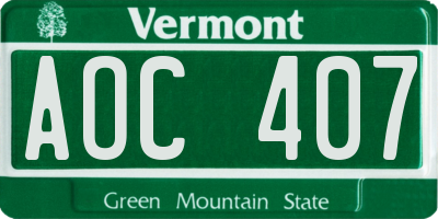 VT license plate AOC407