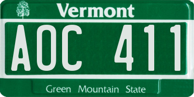 VT license plate AOC411