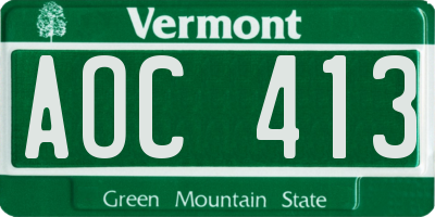 VT license plate AOC413