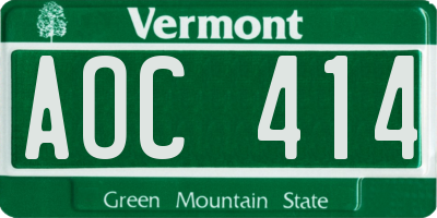 VT license plate AOC414