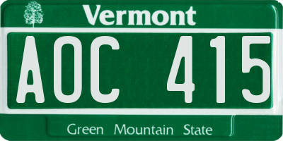 VT license plate AOC415