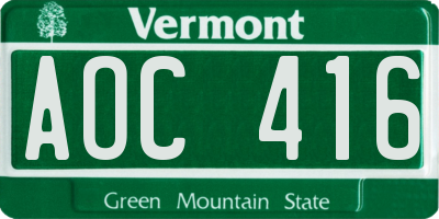 VT license plate AOC416