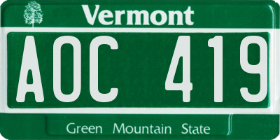 VT license plate AOC419