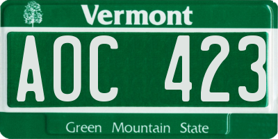 VT license plate AOC423