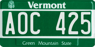 VT license plate AOC425