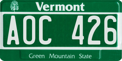 VT license plate AOC426