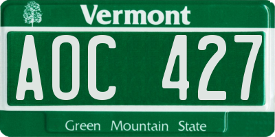 VT license plate AOC427